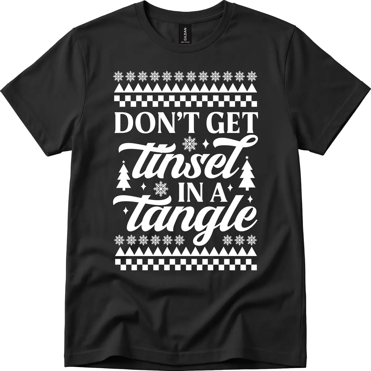 Don't Get Tinsel In A Tangle T-Shirt in Black