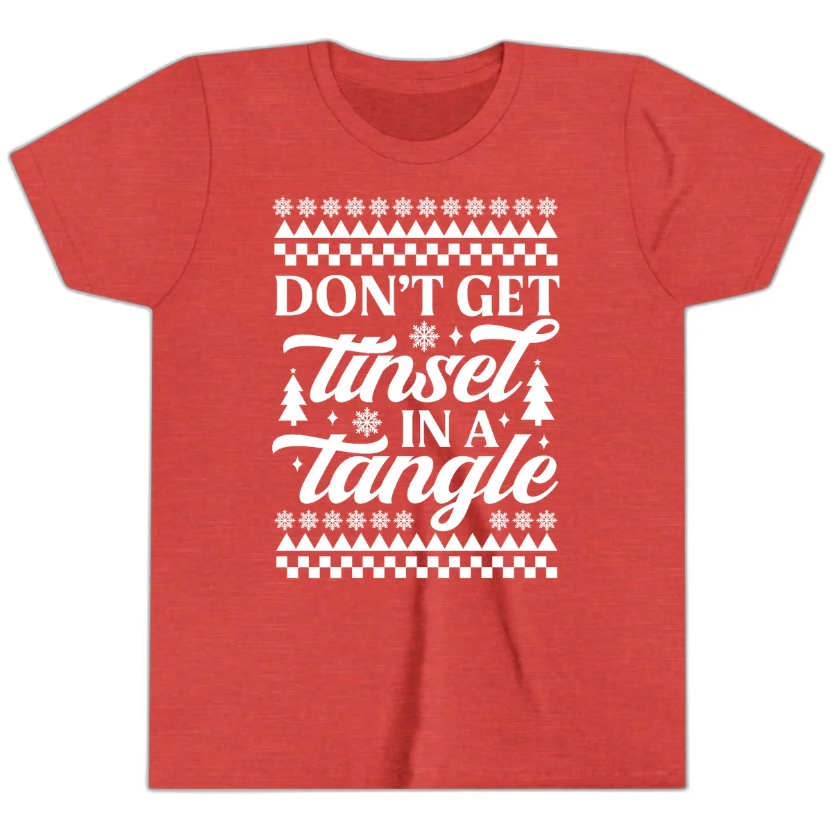 Don't Get Tinsel In A Tangle Youth T-Shirt in Heather Red