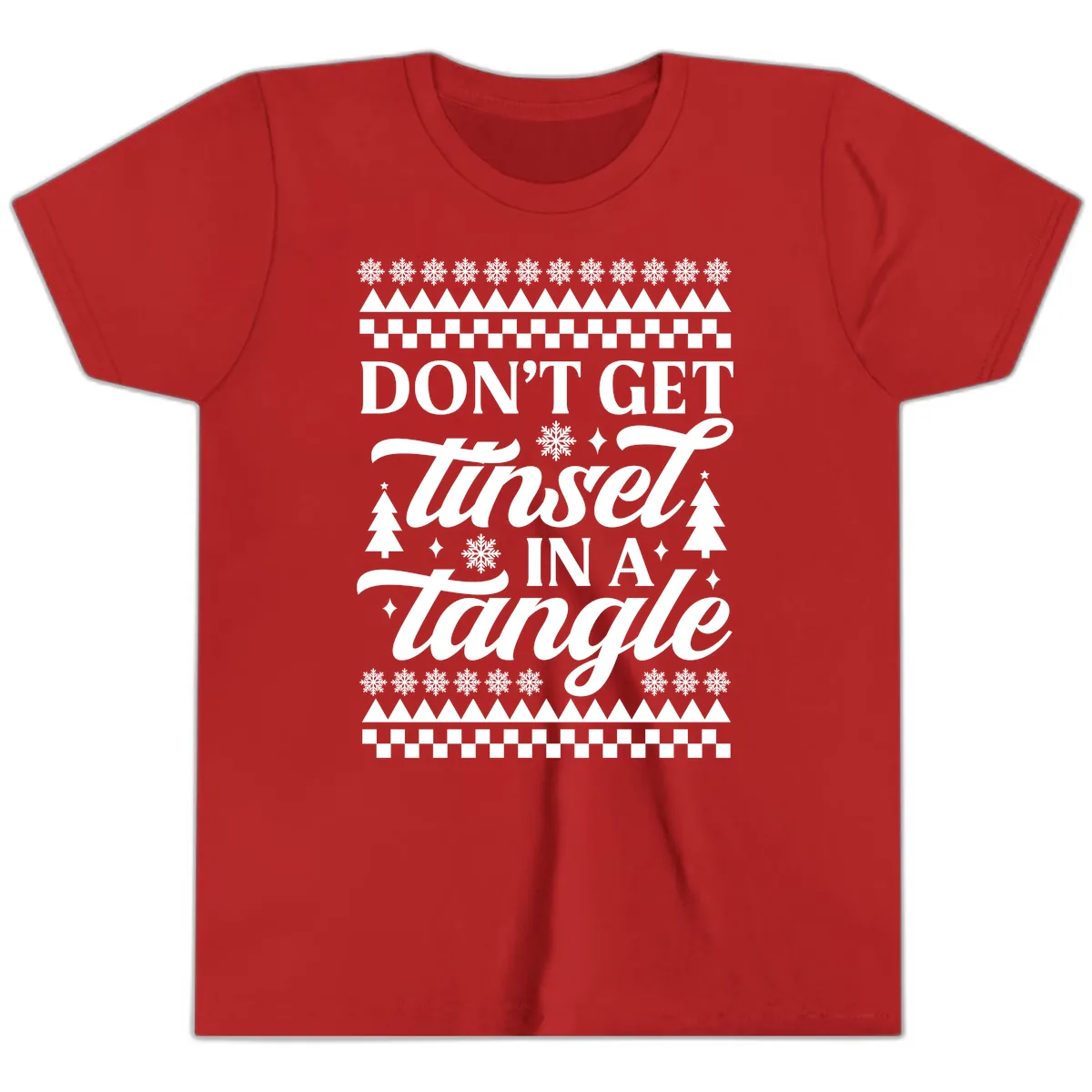 Don't Get Tinsel In A Tangle Youth T-Shirt in Red