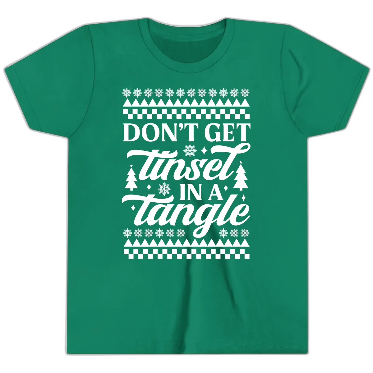 Don't Get Tinsel In A Tangle Youth T-Shirt in Kelly