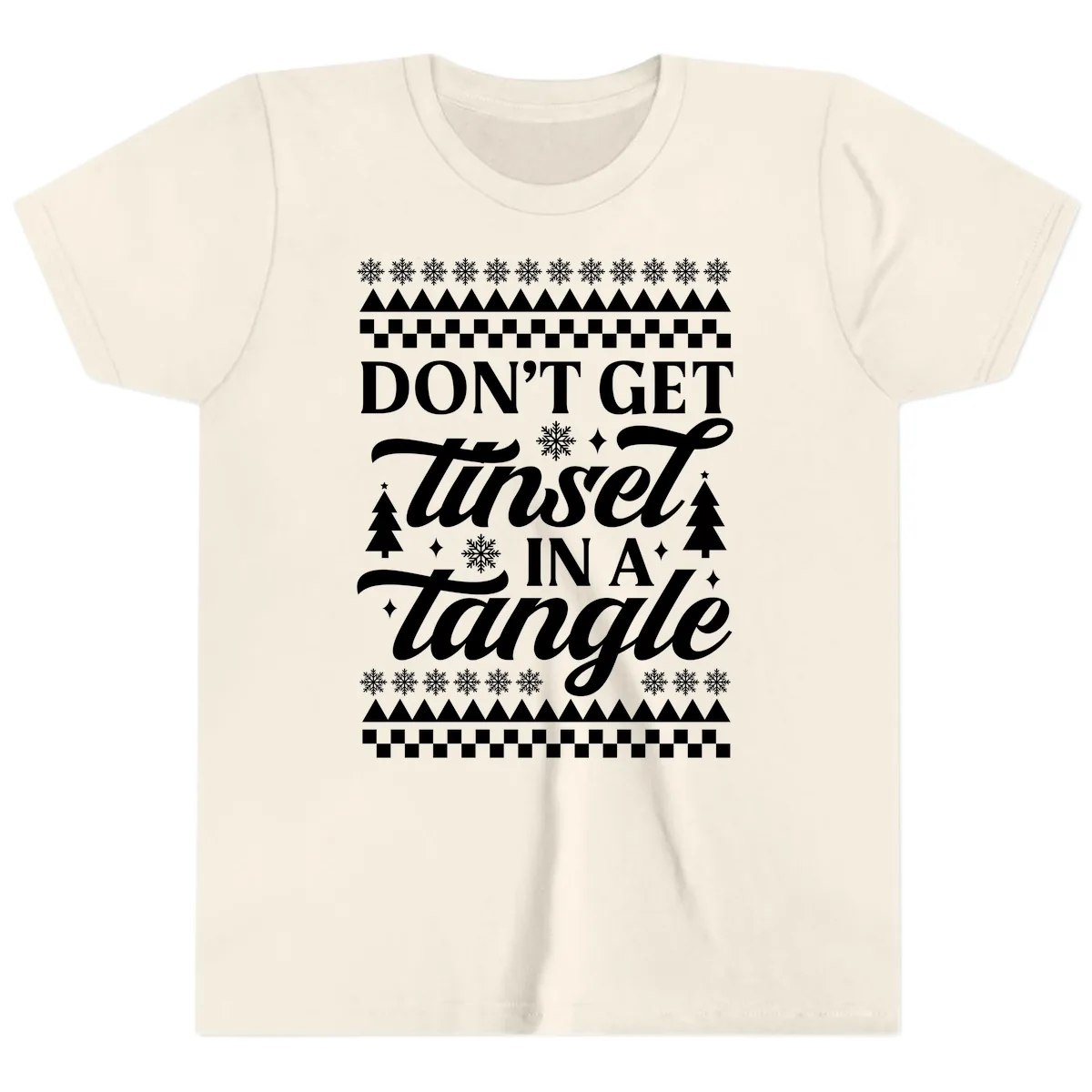 Don't Get Tinsel In A Tangle Youth T-Shirt in Natural