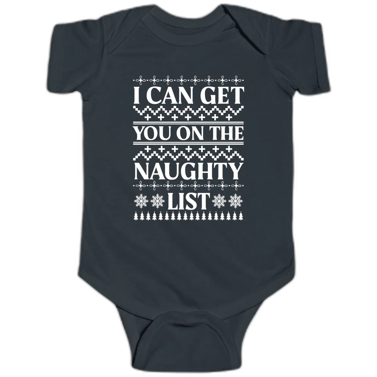 I Can Get You On The Naughty List Baby Onesie in Black