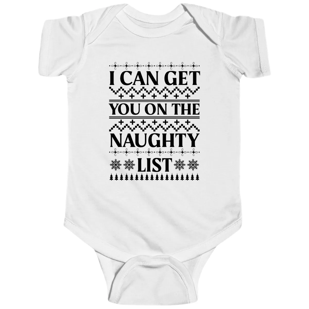 I Can Get You On The Naughty List Baby Onesie in White