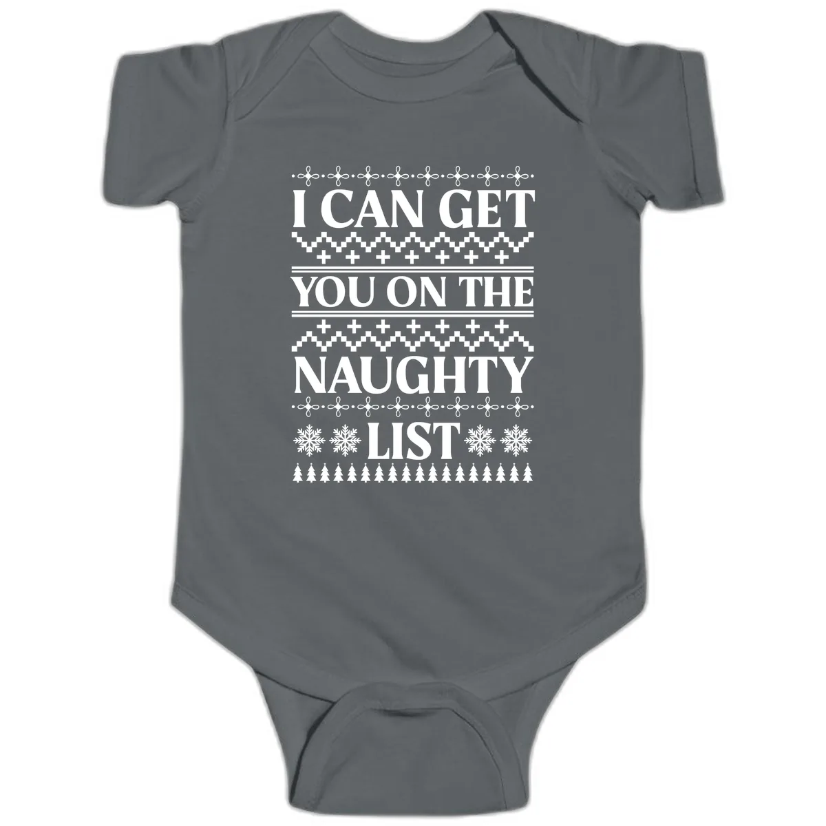 I Can Get You On The Naughty List Baby Onesie in Charcoal