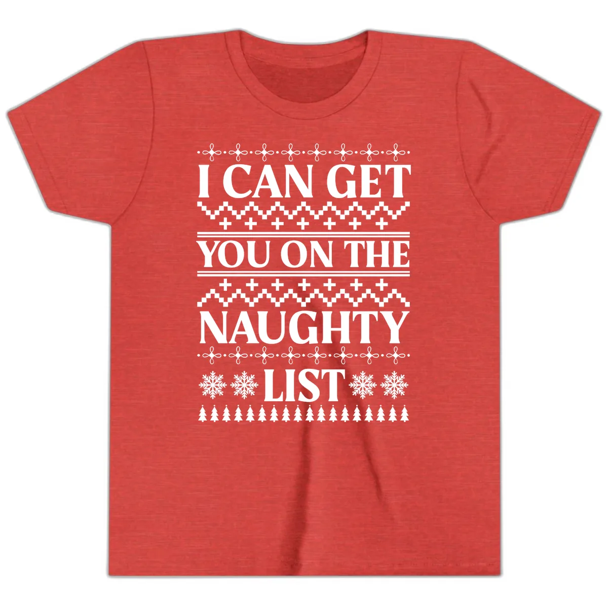 I Can Get You On The Naughty List Youth T-Shirt in Heather Red