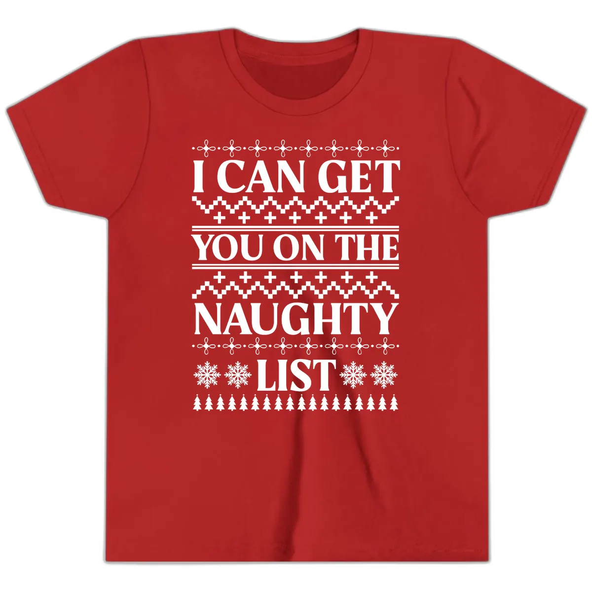 I Can Get You On The Naughty List Youth T-Shirt in Red