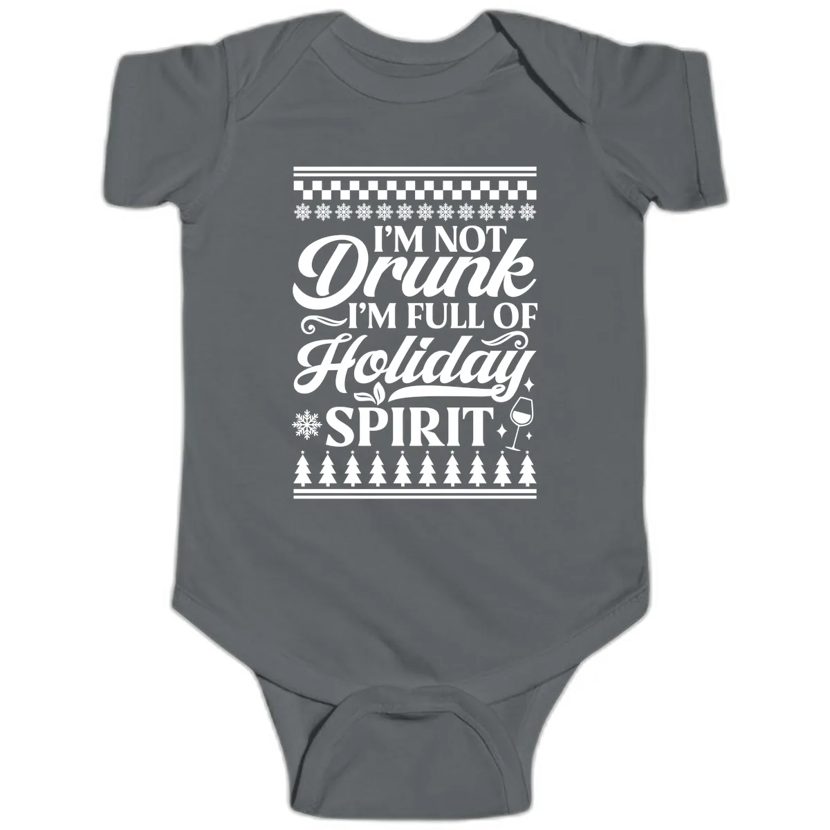 I'm Full Of Holiday Spirit Baby Onesie in Charcoal