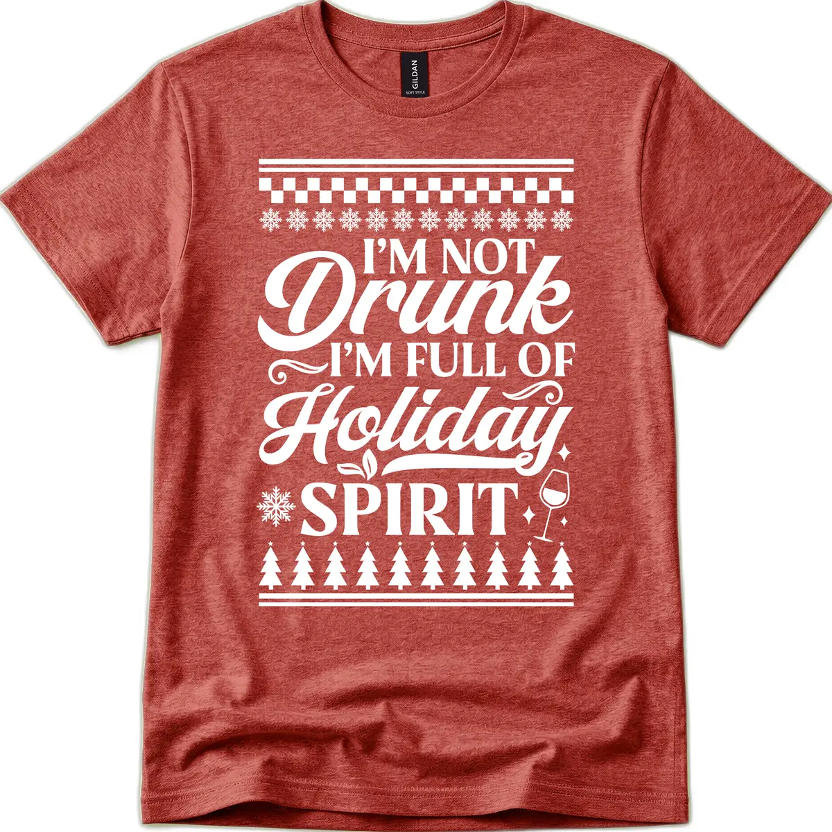 I'm Full Of Holiday Spirit T-Shirt in Heather Cardinal