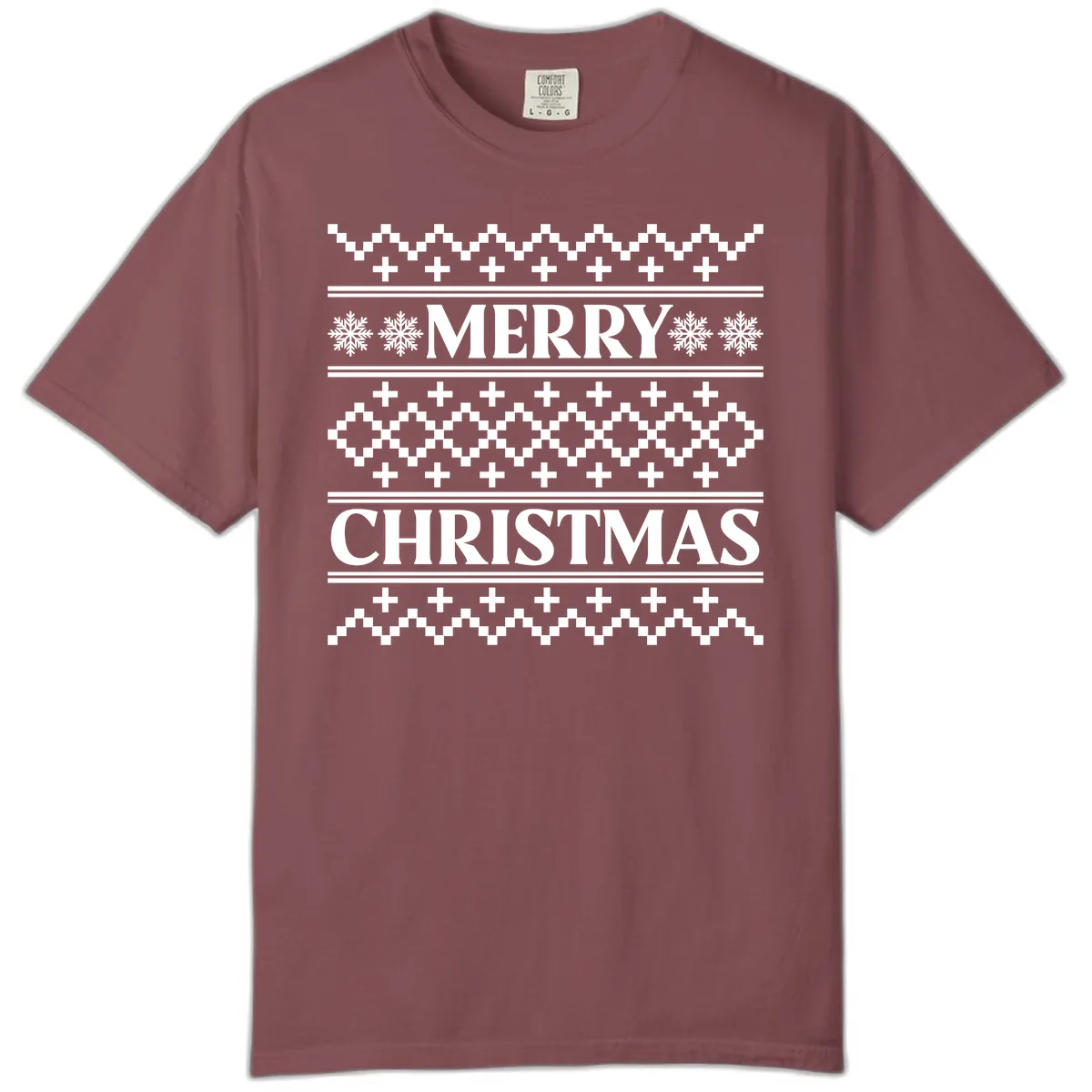 Merry Christmas Ugly Sweater Design Comfort Color in Brick