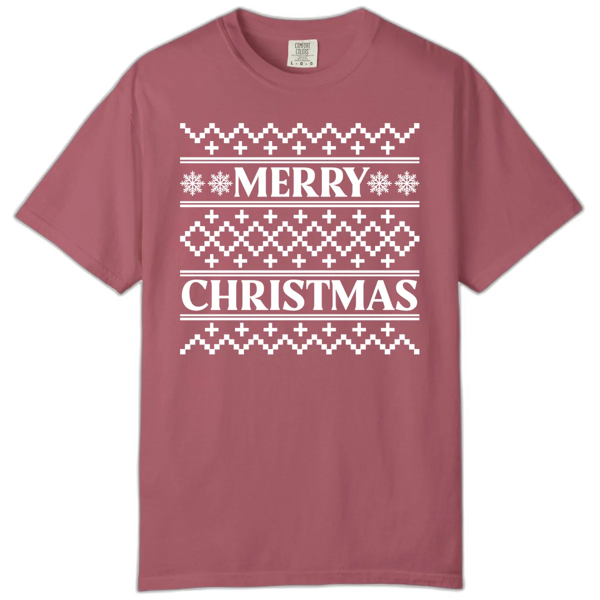 Merry Christmas Ugly Sweater Design Comfort Color in Crimson