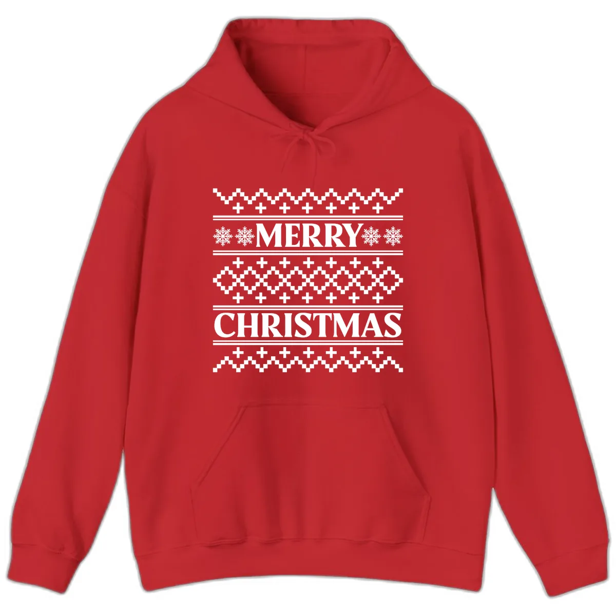 Merry Christmas Ugly Sweater Design Hoodie in Red