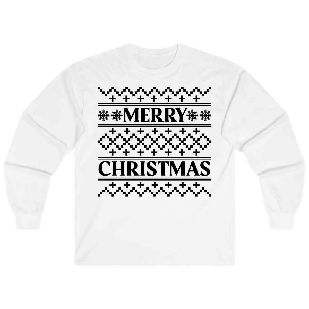 Merry Christmas Ugly Sweater Design Long Sleeve in White