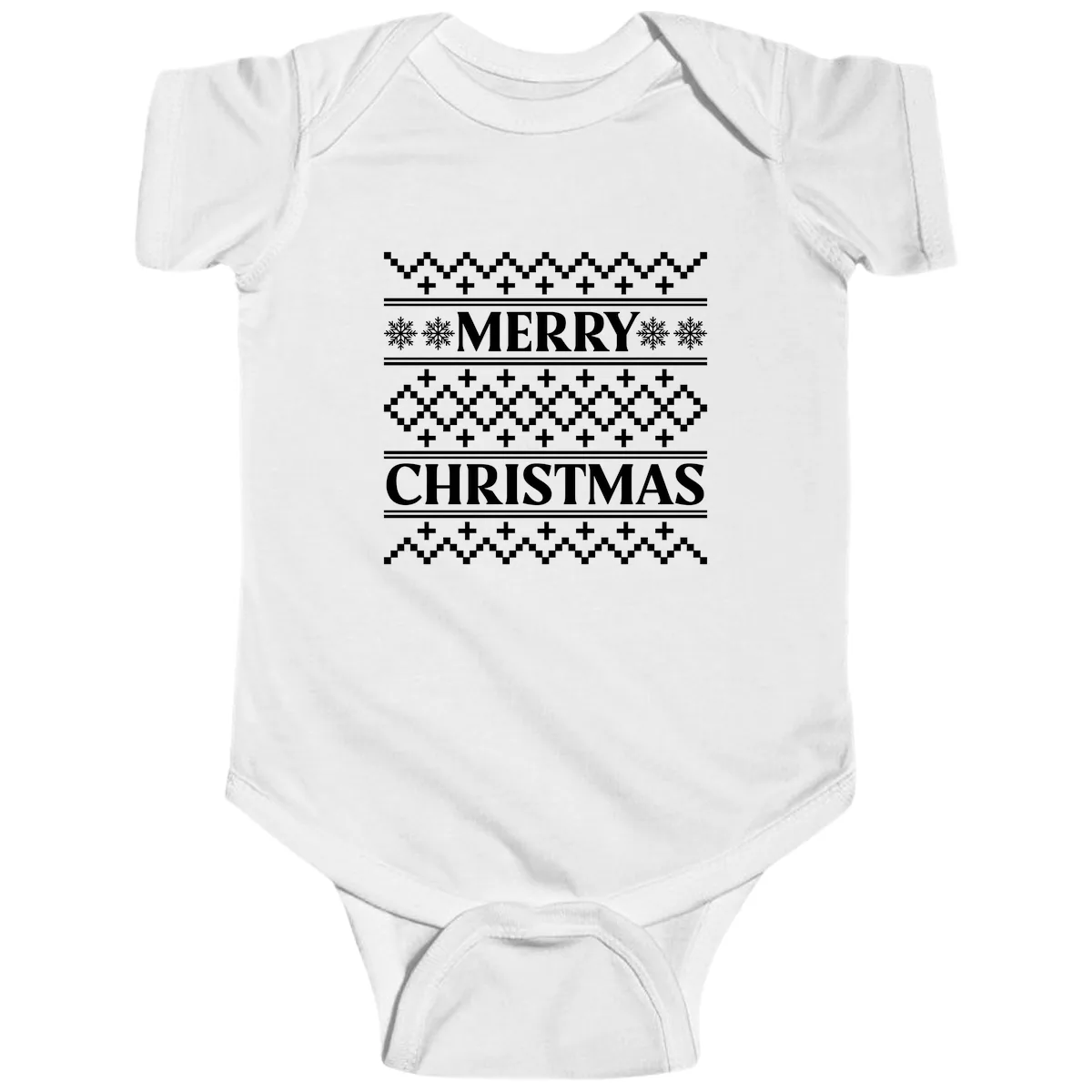 Merry Christmas Ugly Sweater Design Baby Onesie in White