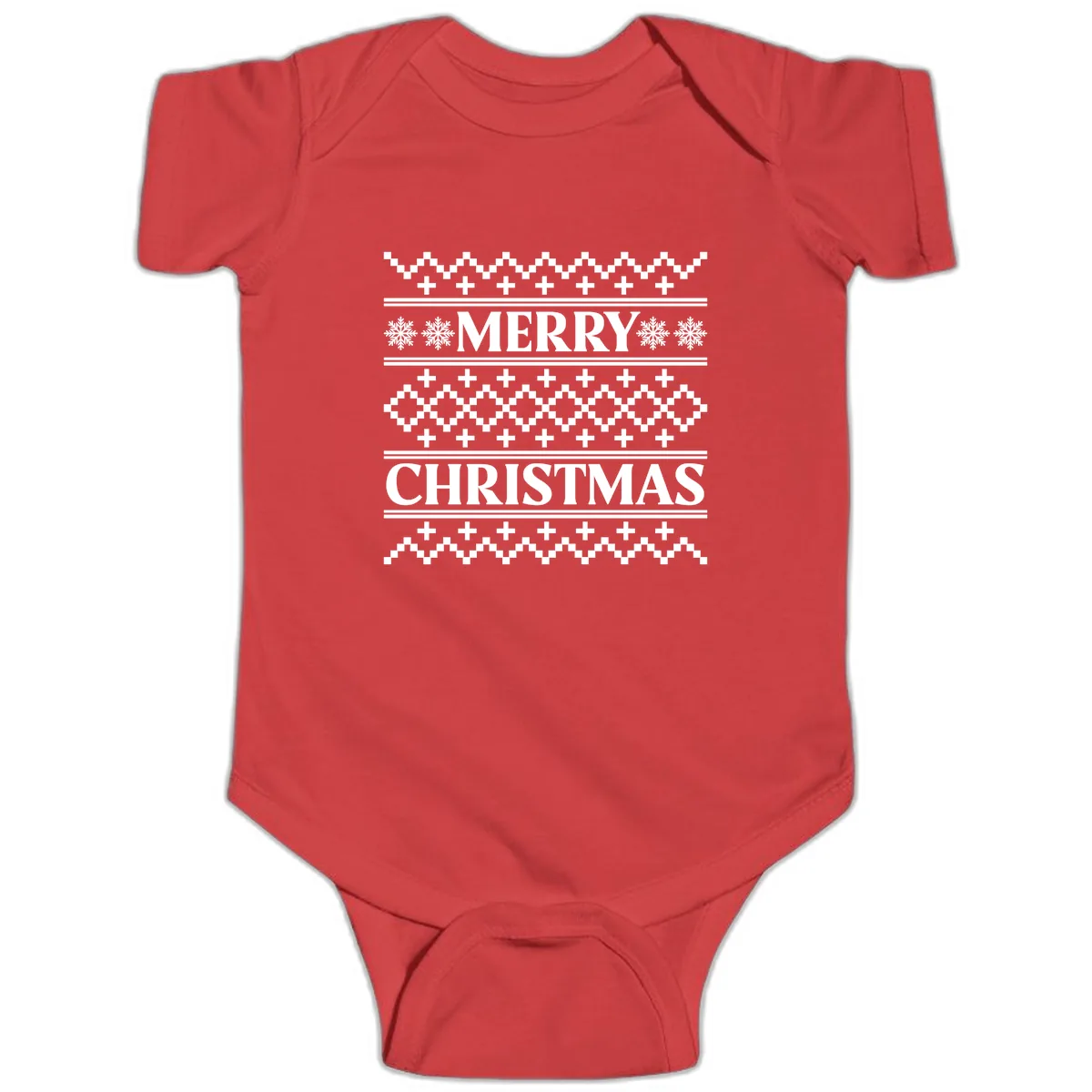 Merry Christmas Ugly Sweater Design Baby Onesie in Red