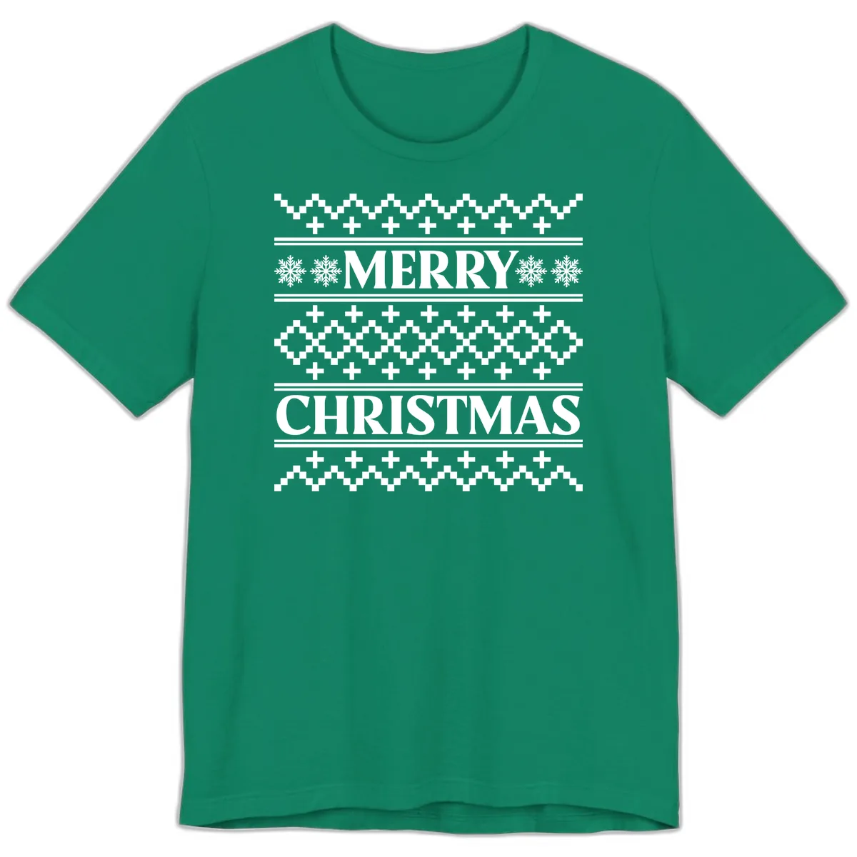 Merry Christmas Ugly Sweater Design Premium T-Shirt in Kelly