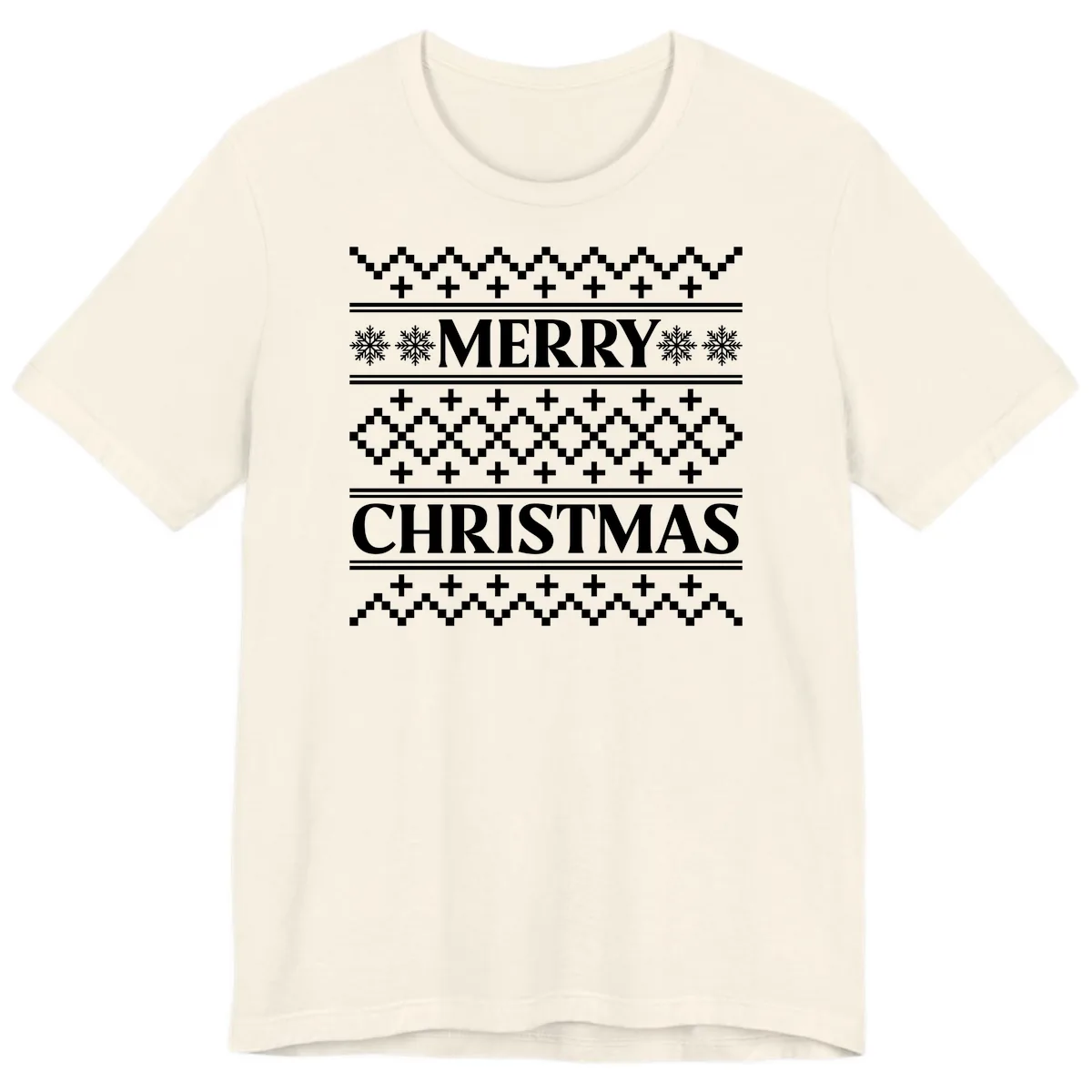Merry Christmas Ugly Sweater Design Premium T-Shirt in Natural