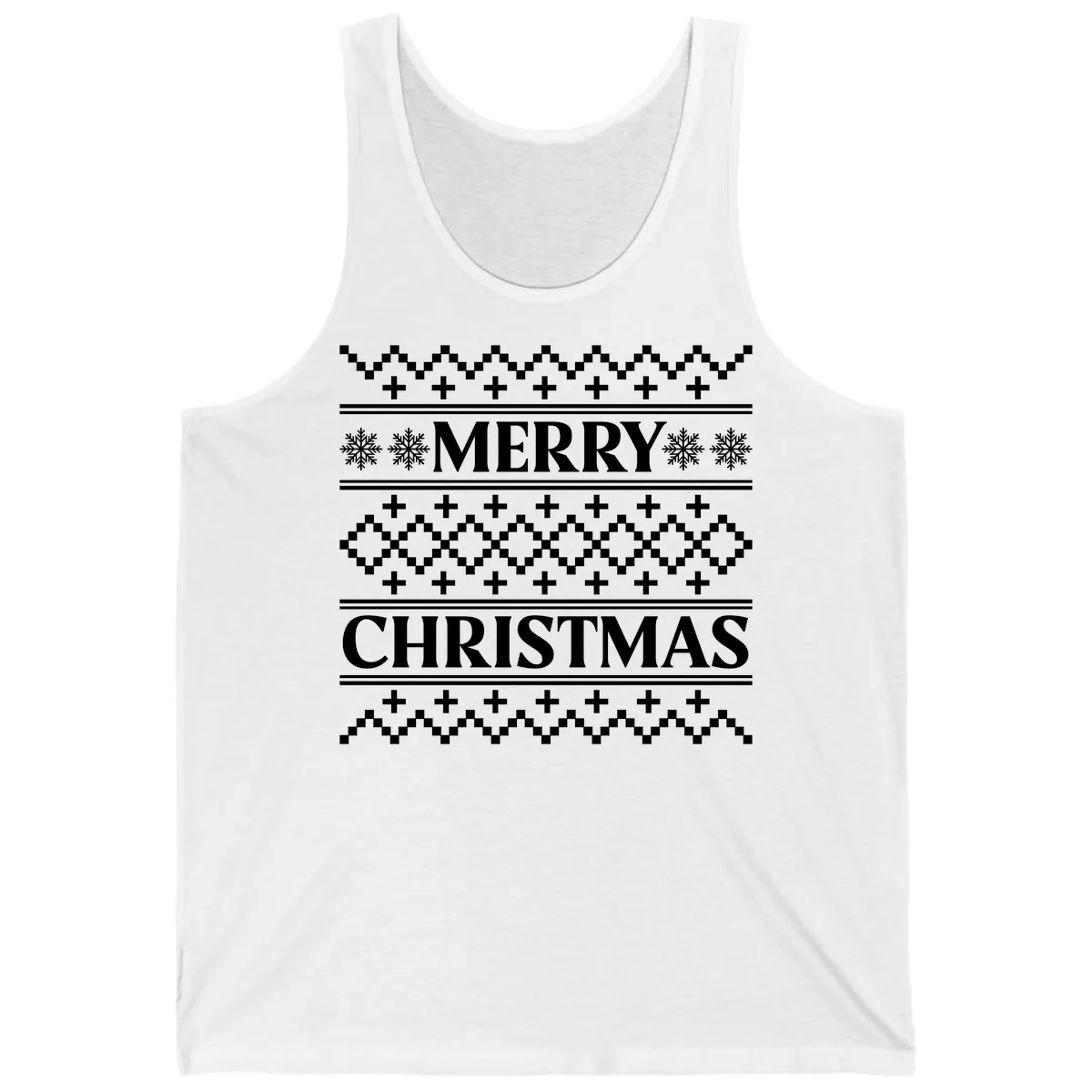 Merry Christmas Ugly Sweater Design Tank in White