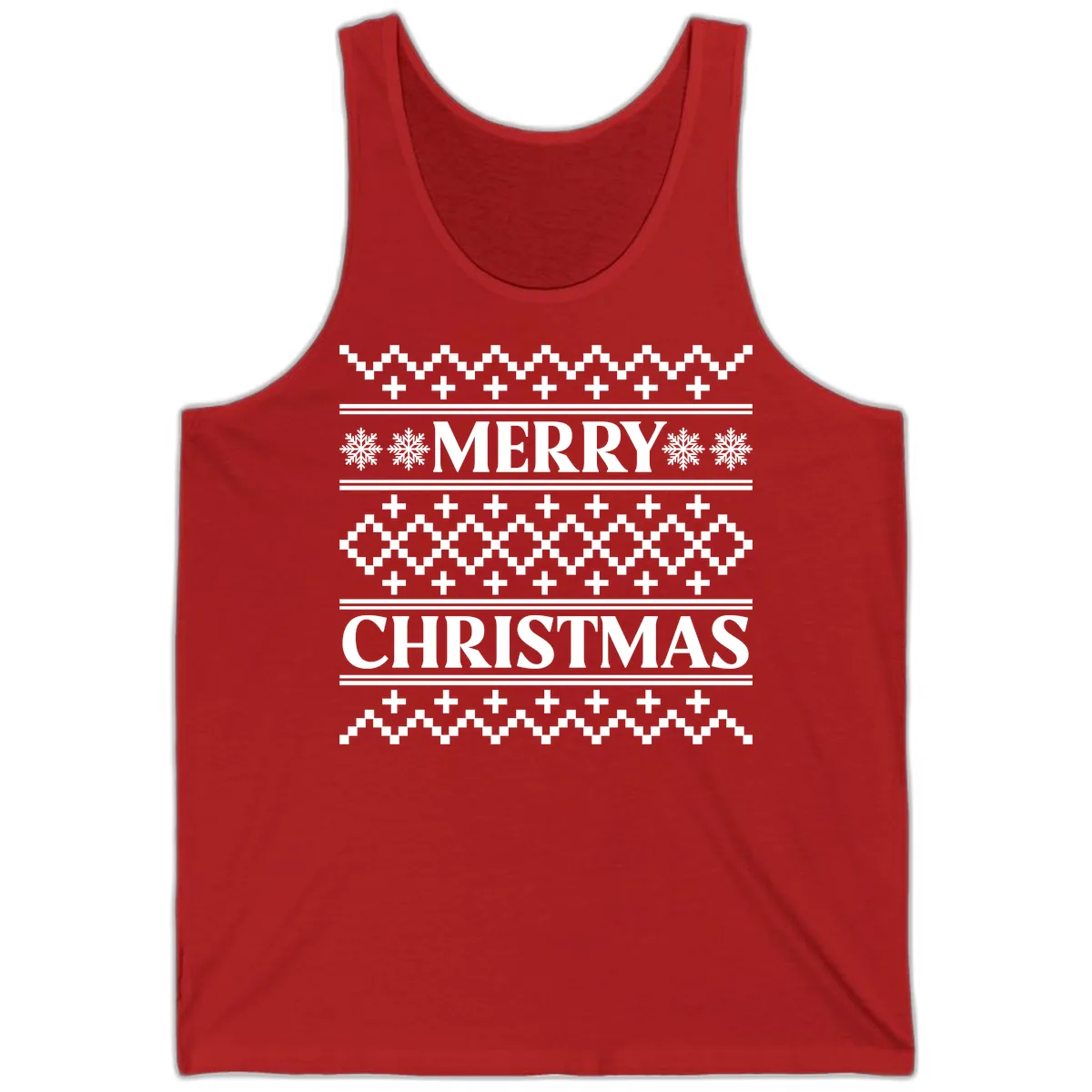 Merry Christmas Ugly Sweater Design Tank in Red