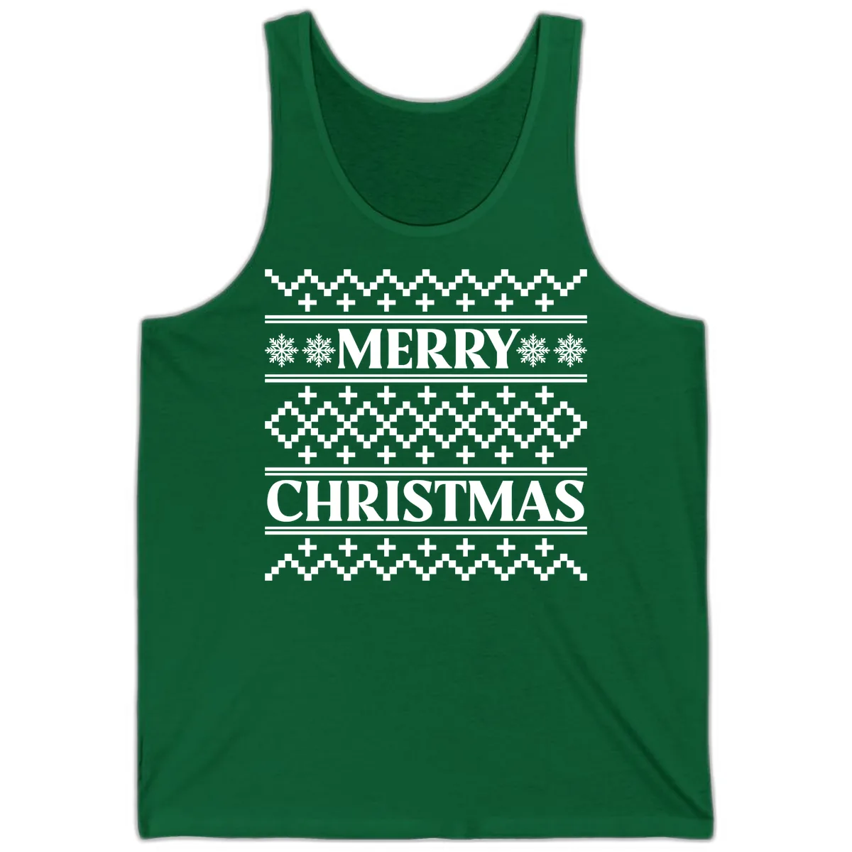 Merry Christmas Ugly Sweater Design Tank in Kelly