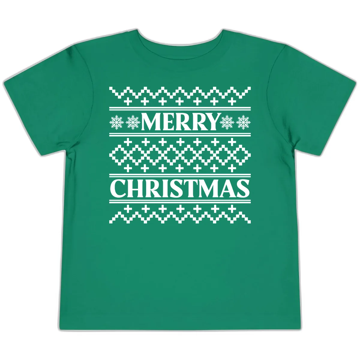 Merry Christmas Ugly Sweater Design Toddler T-Shirt in Kelly