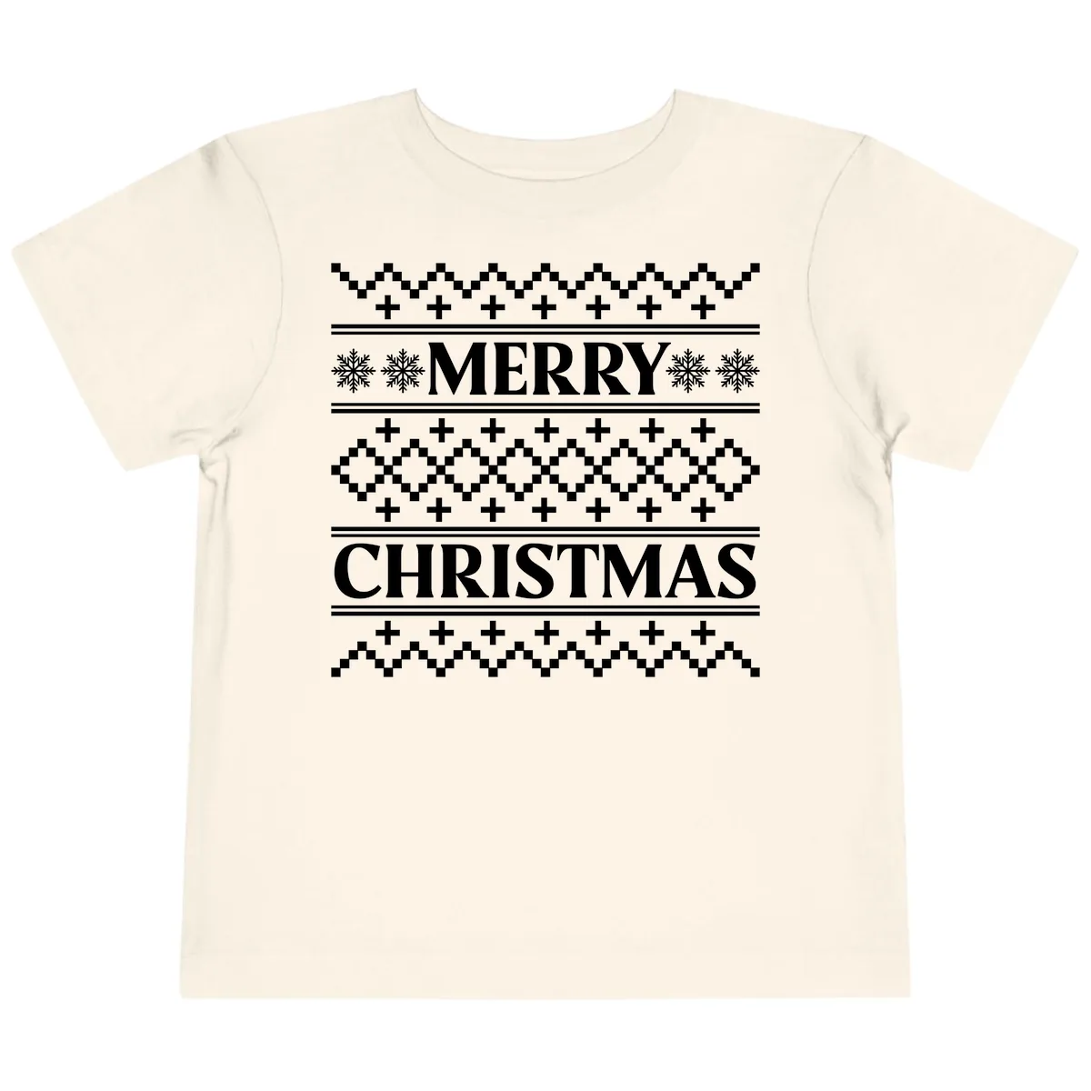 Merry Christmas Ugly Sweater Design Toddler T-Shirt in Natural