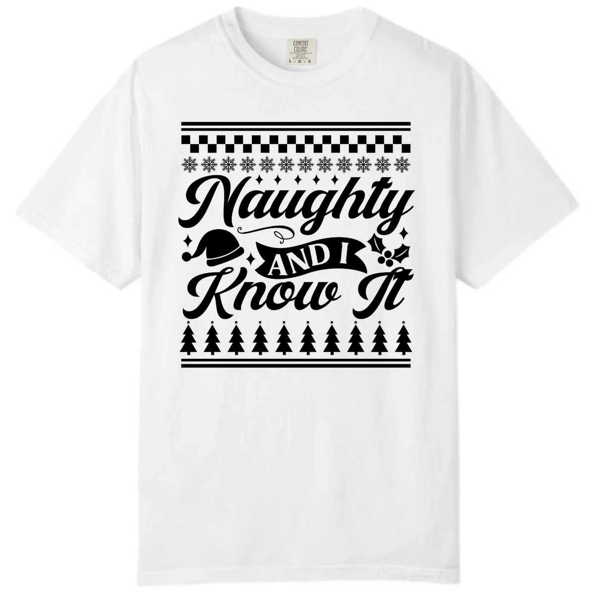 Naughty And I Know It Christmas Design Comfort Color in White