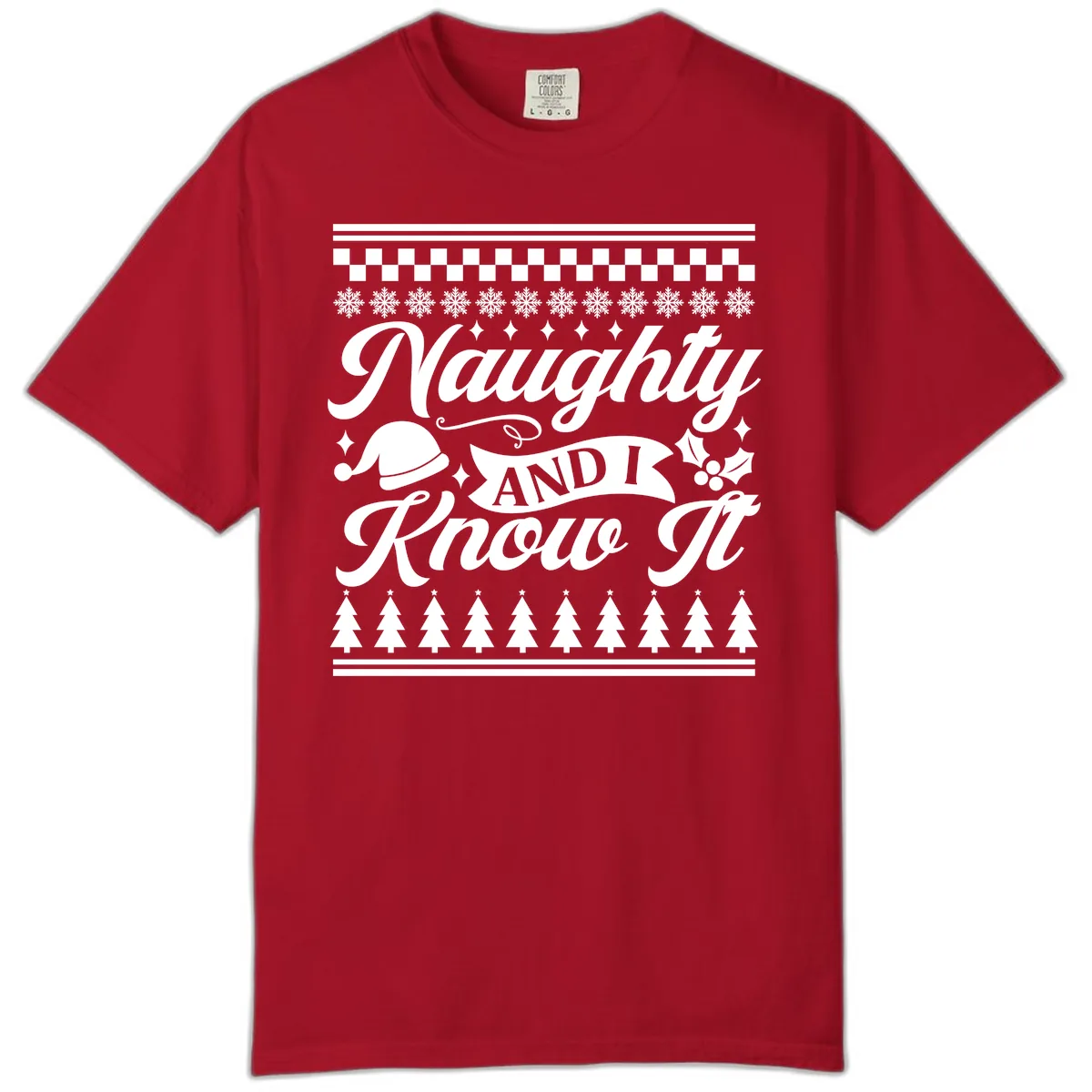 Naughty And I Know It Christmas Design Comfort Color in Red