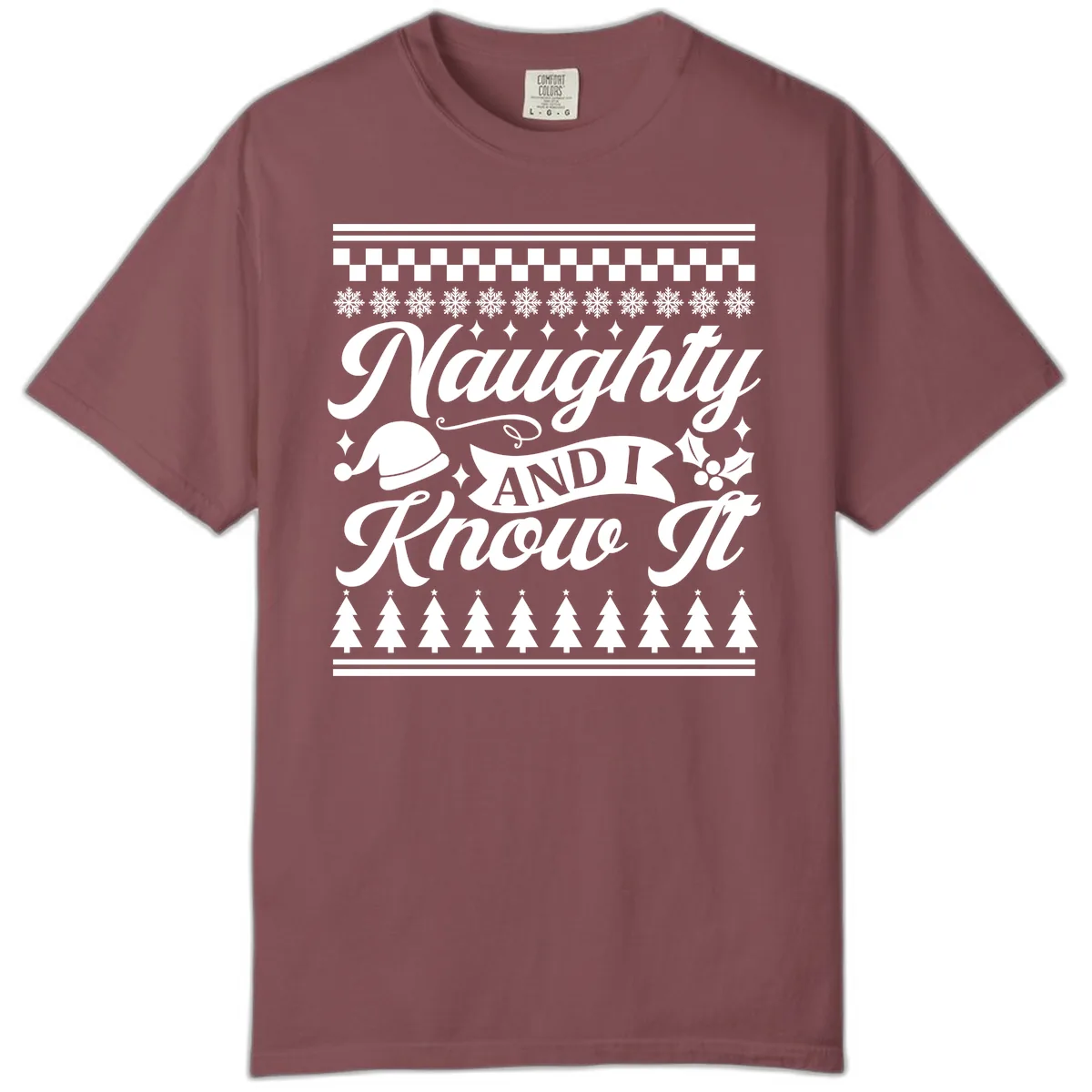 Naughty And I Know It Christmas Design Comfort Color in Brick