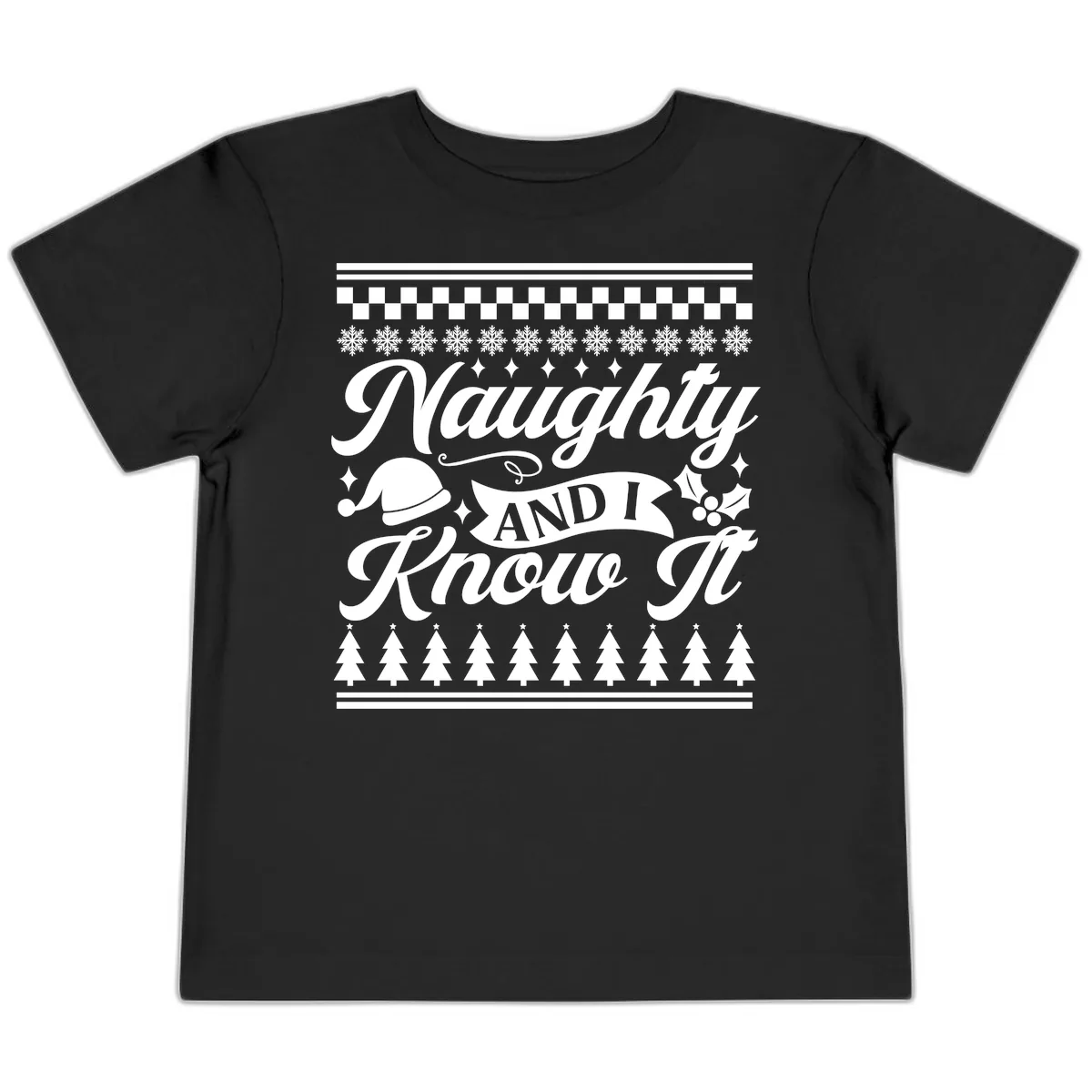 Naughty And I Know It Christmas Design Toddler T-Shirt in Black