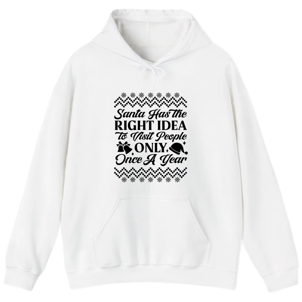 Santa Has The Right Idea Hoodie in White
