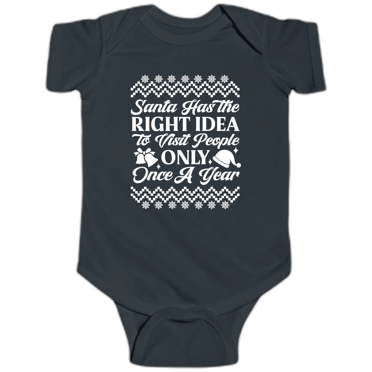 Santa Has The Right Idea Baby Onesie in Black