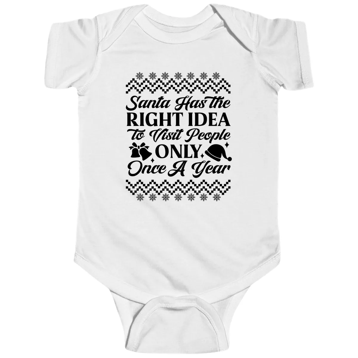 Santa Has The Right Idea Baby Onesie in White