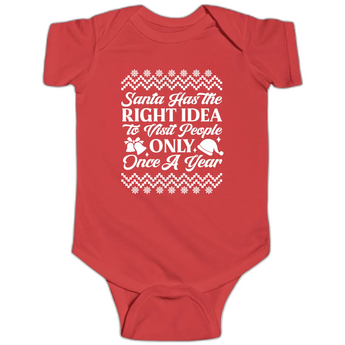 Santa Has The Right Idea Baby Onesie in Red