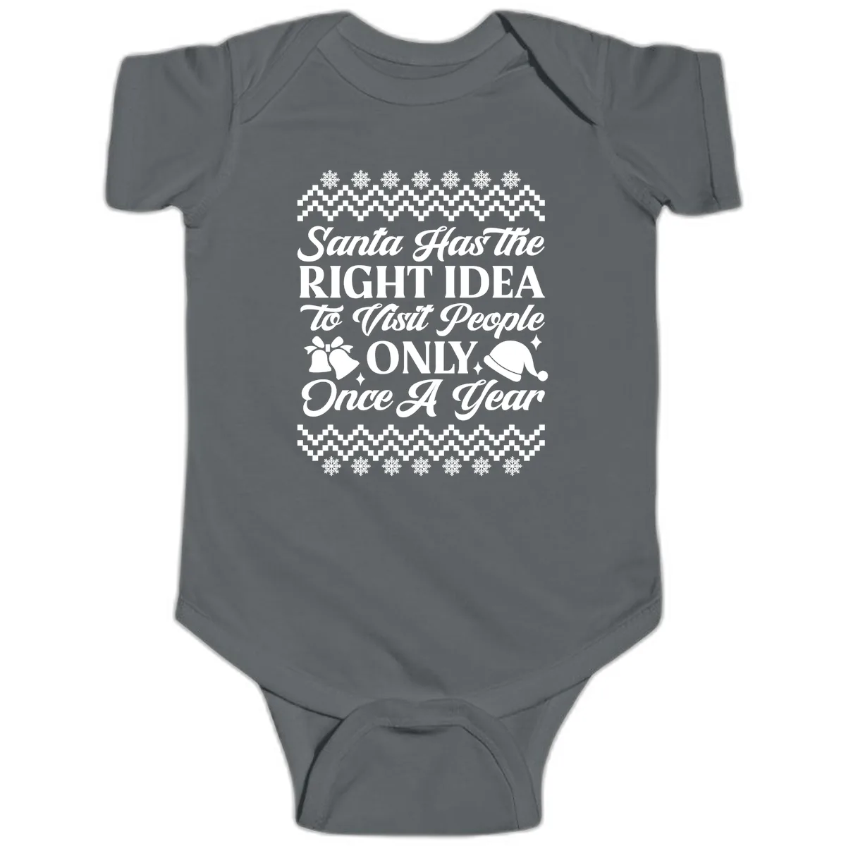 Santa Has The Right Idea Baby Onesie in Charcoal