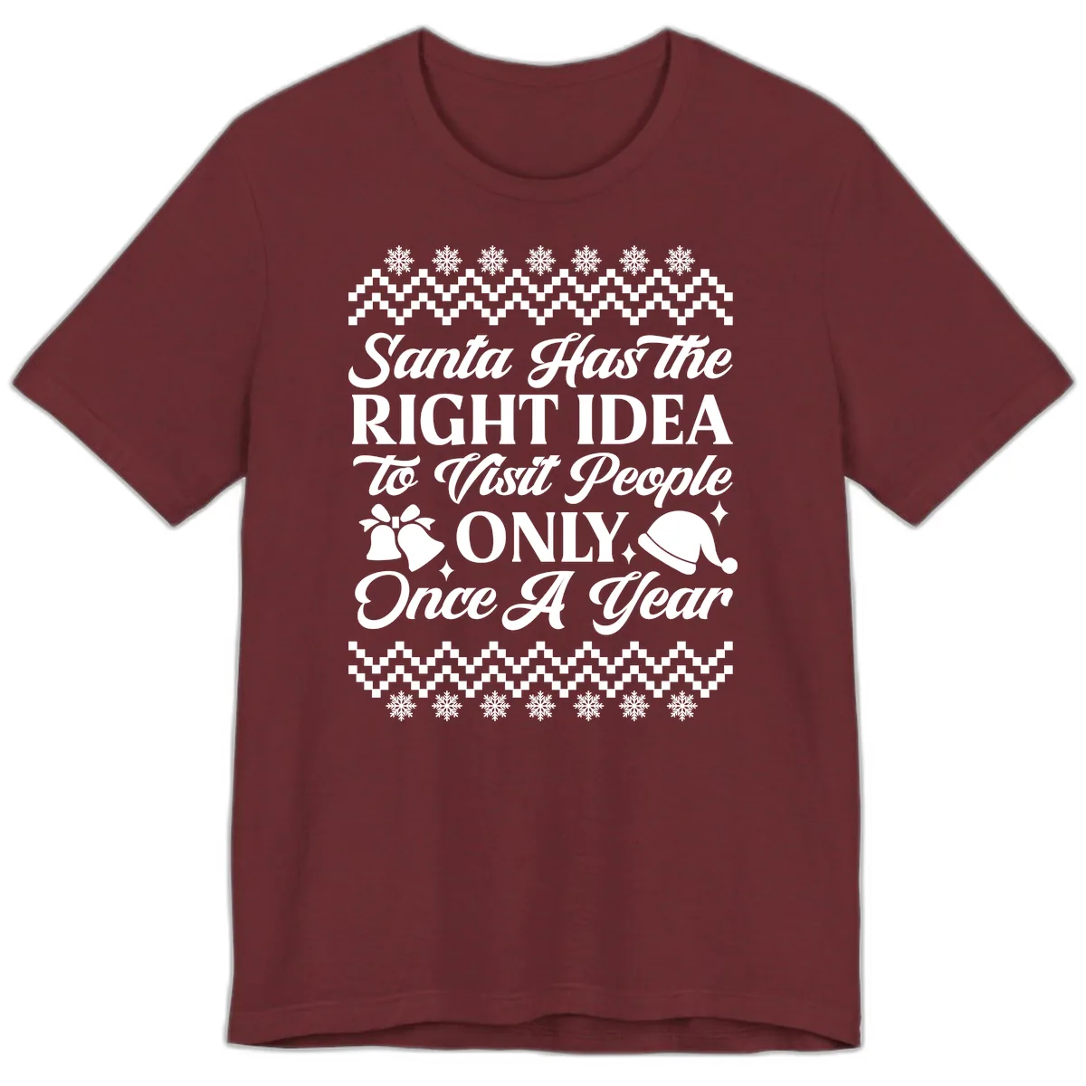 Santa Has The Right Idea Premium T-Shirt in Heather Cardinal