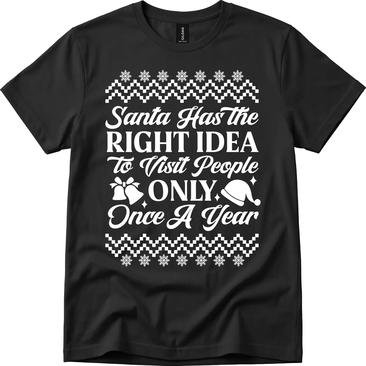 Santa Has The Right Idea T-Shirt in Black