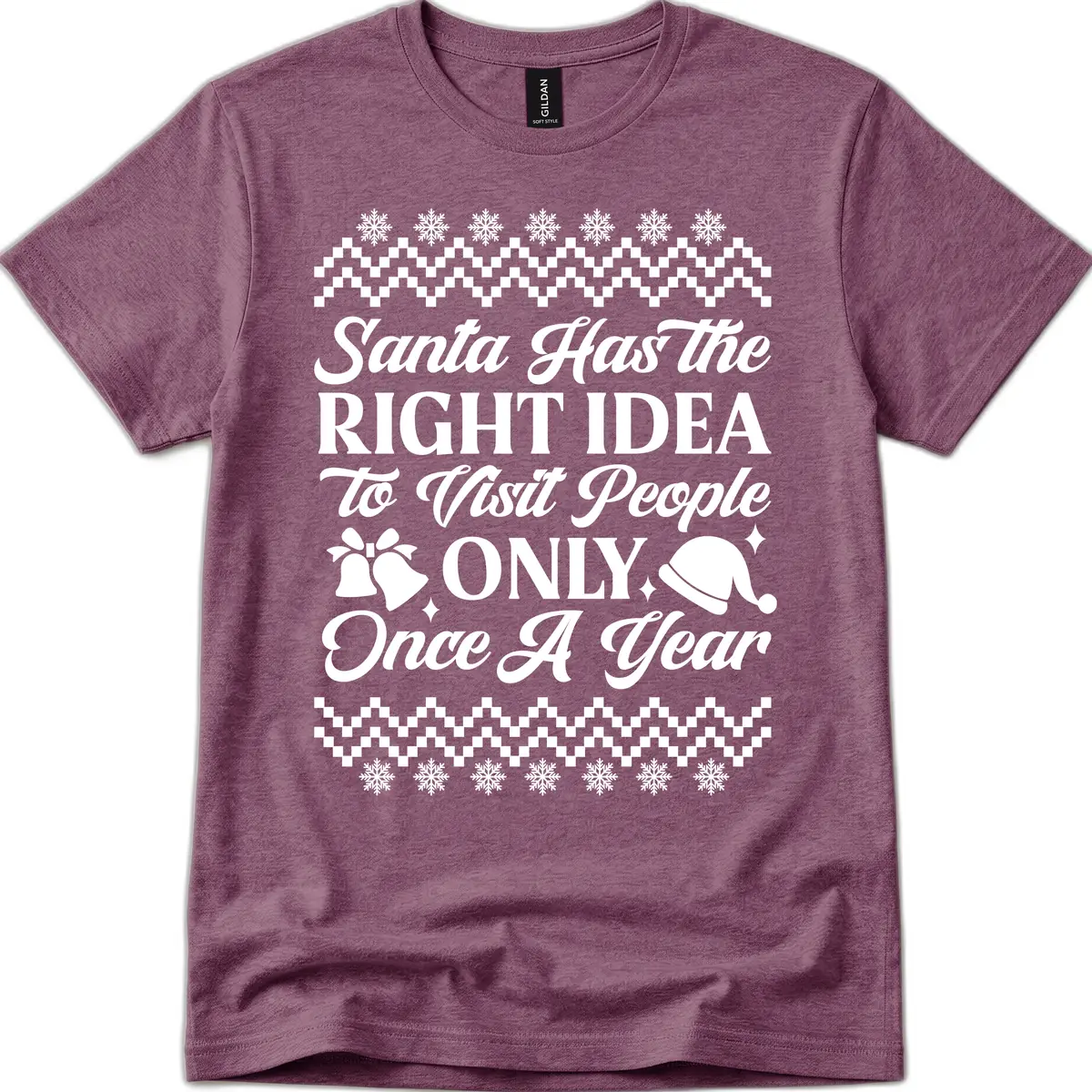 Santa Has The Right Idea T-Shirt in Heather Maroon