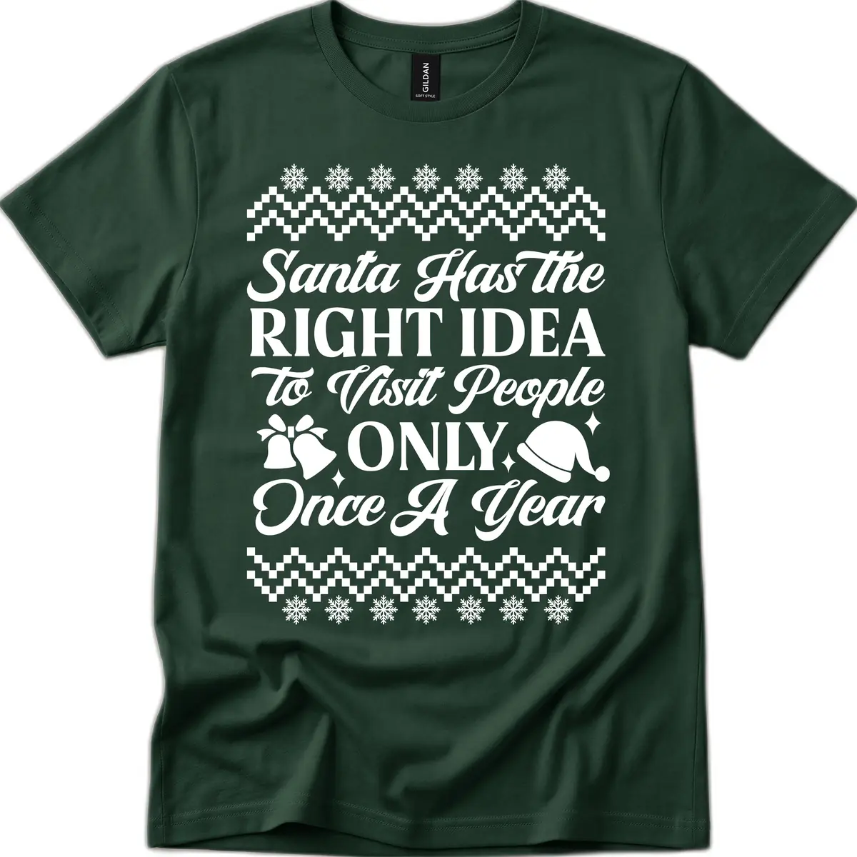 Santa Has The Right Idea T-Shirt in Forest Green