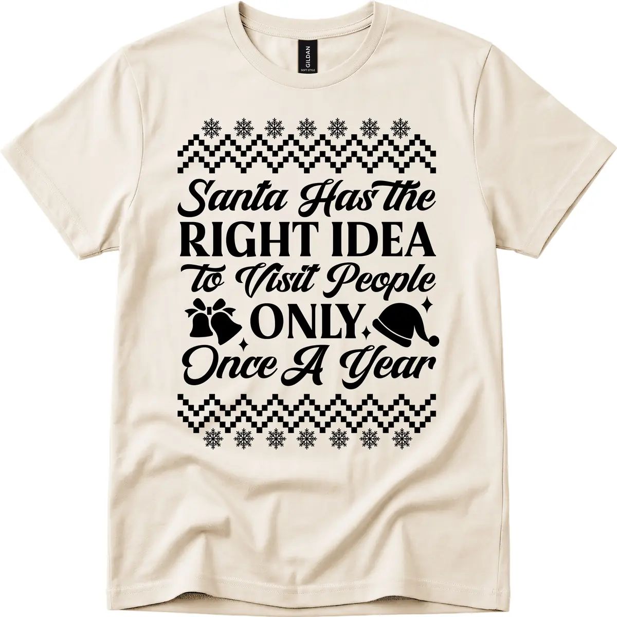 Santa Has The Right Idea T-Shirt in Natural