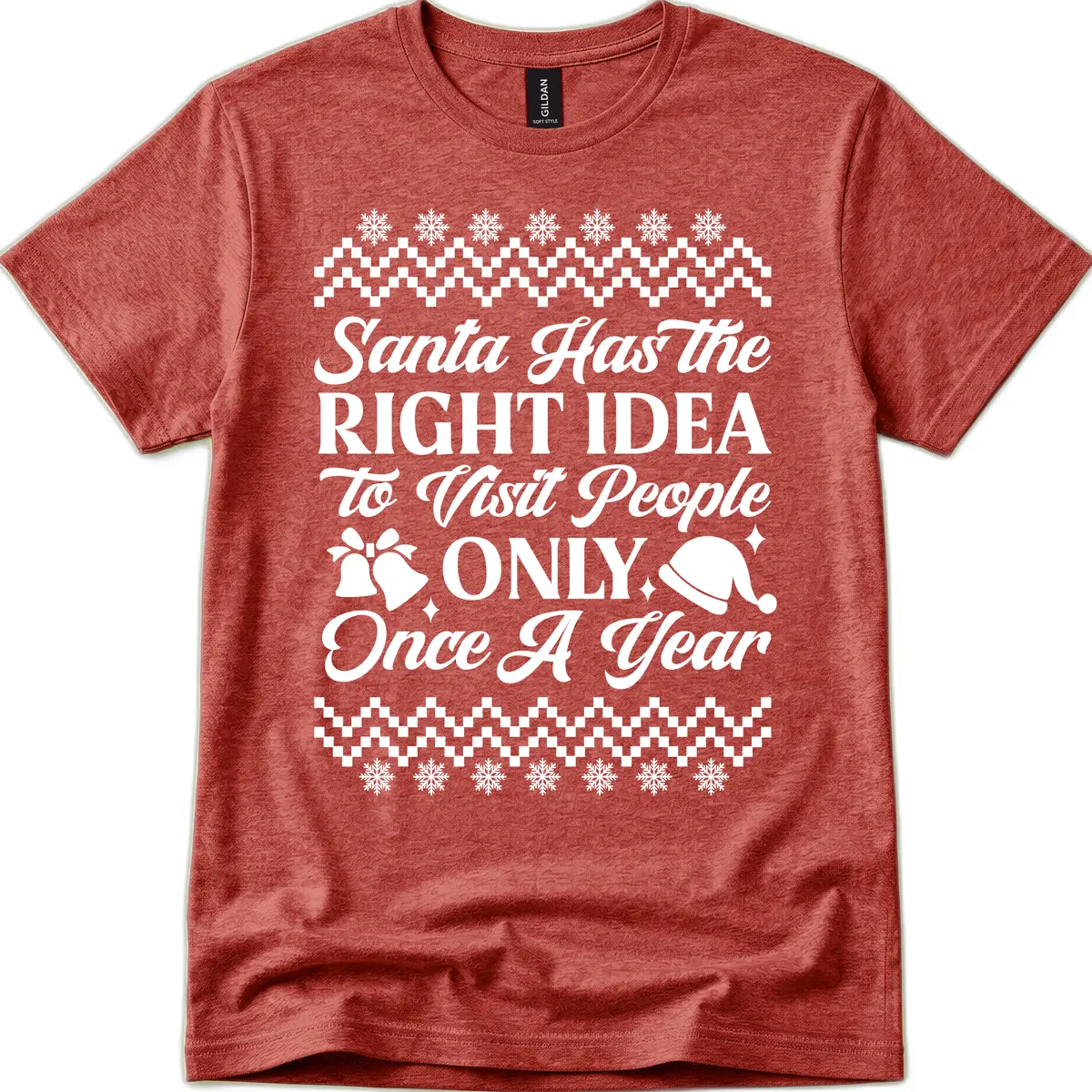 Santa Has The Right Idea T-Shirt in Heather Cardinal