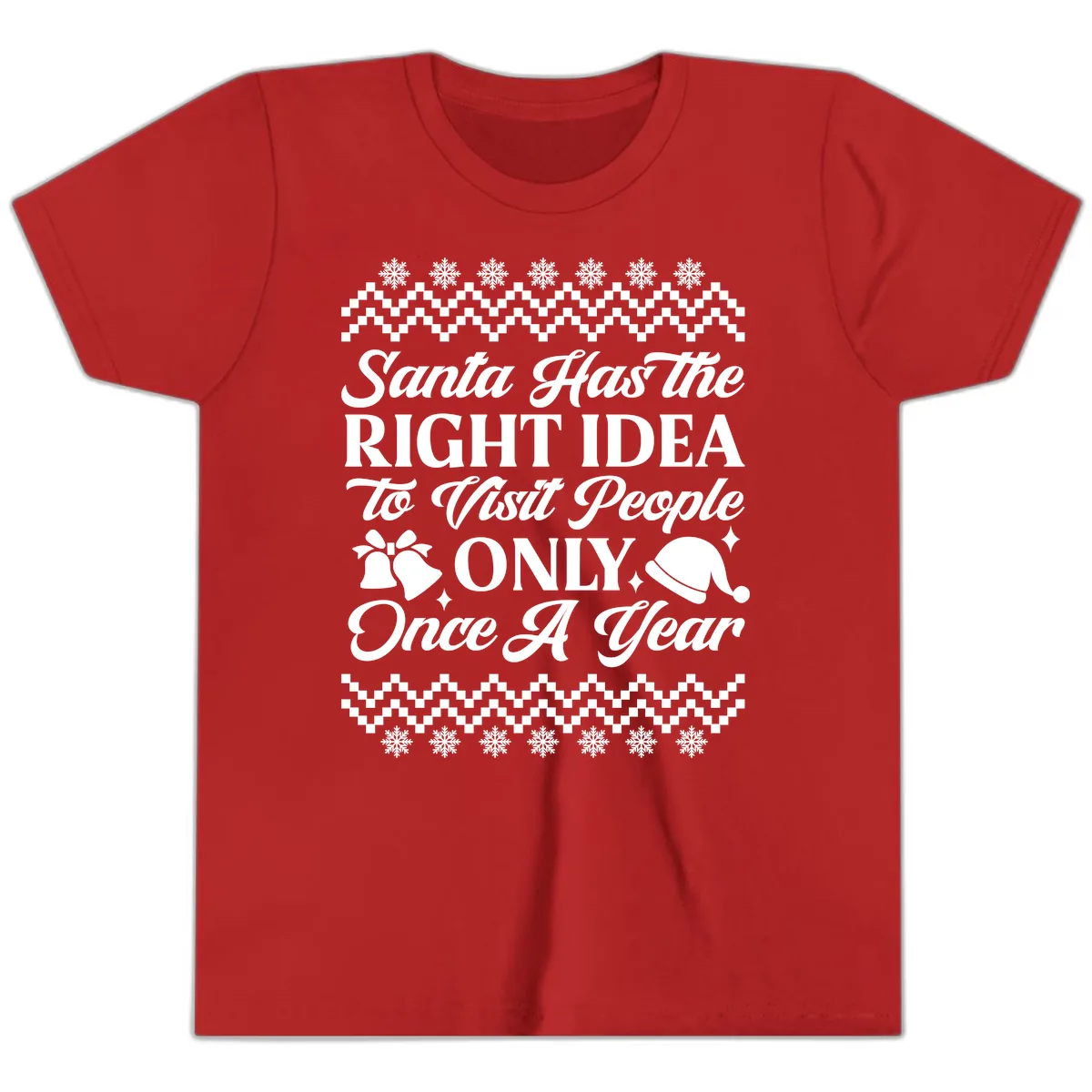 Santa Has The Right Idea Youth T-Shirt in Red