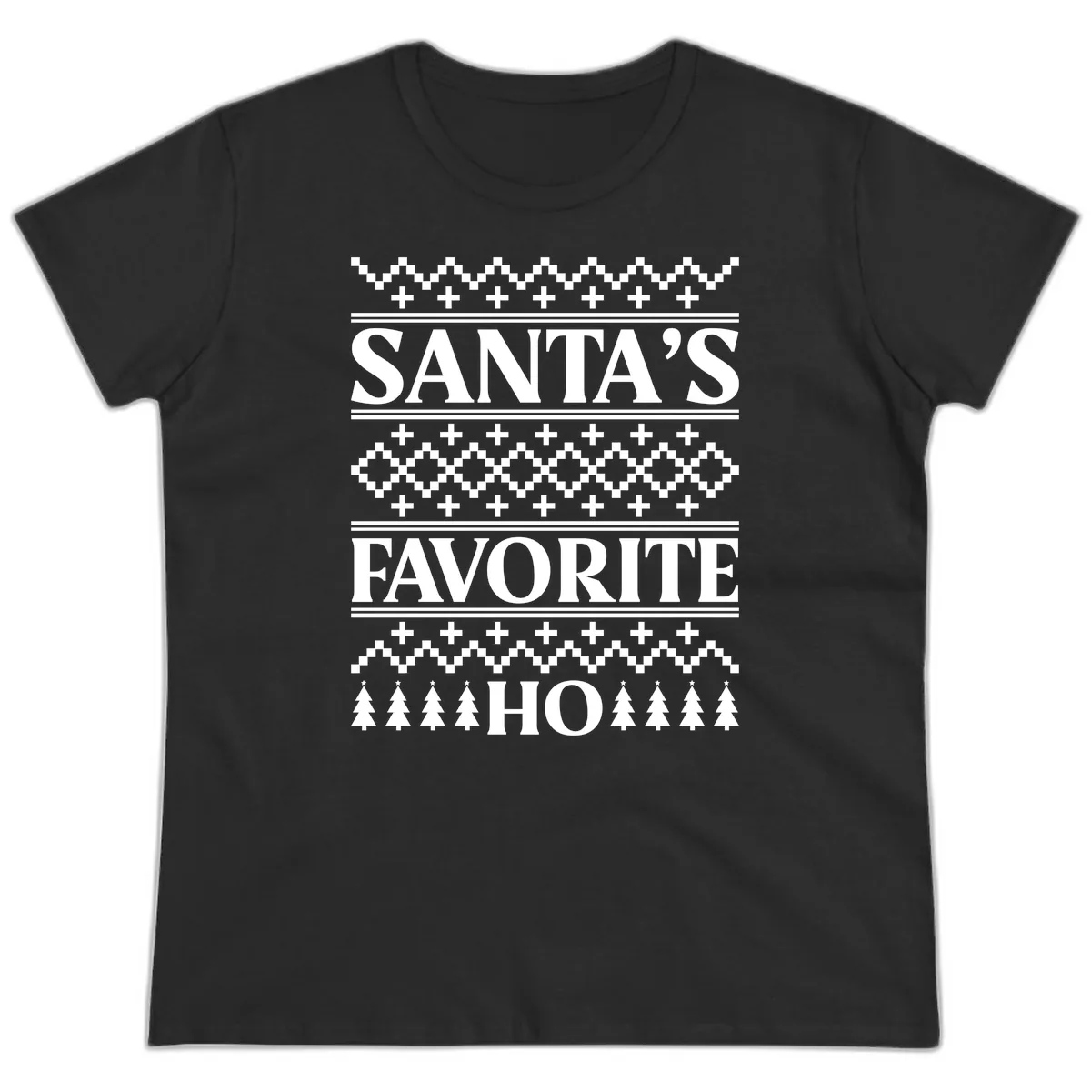 Santa's Favorite Ho Christmas Ladies Tee in Black