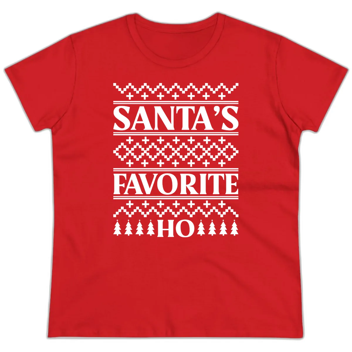 Santa's Favorite Ho Christmas Ladies Tee in Red