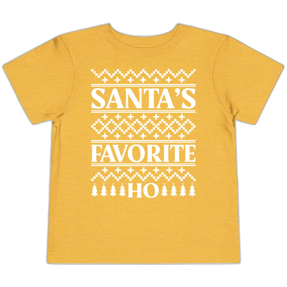 Santa's Favorite Ho Christmas Toddler T-Shirt in Heather Yellow Gold