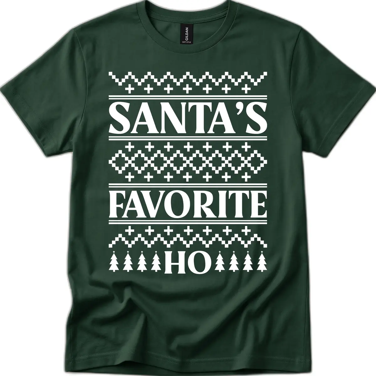 Santa's Favorite Ho Christmas T-Shirt in Forest Green