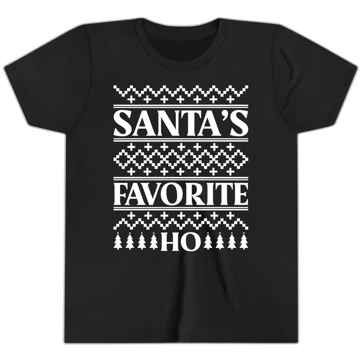Santa's Favorite Ho Christmas Youth T-Shirt in Black