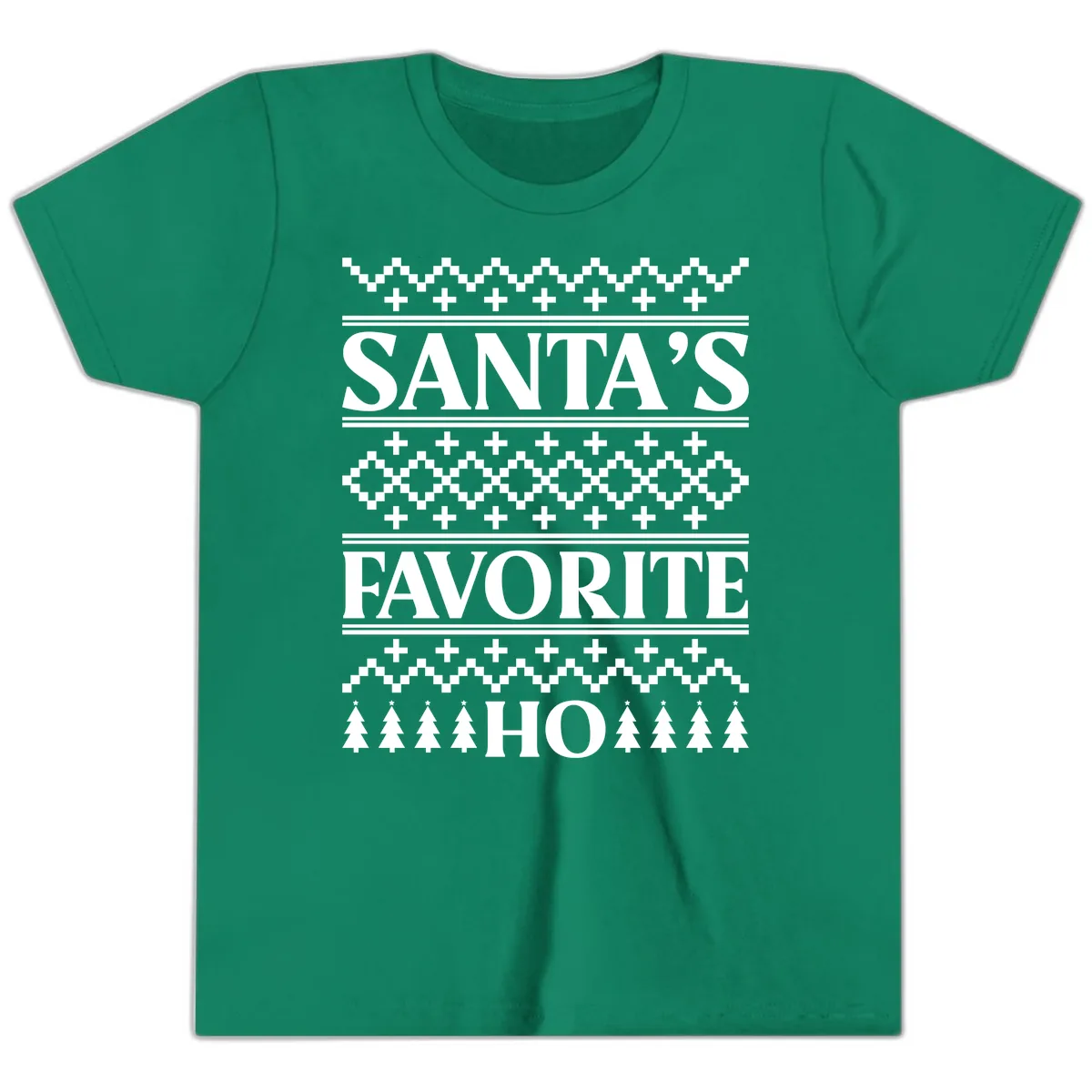 Santa's Favorite Ho Christmas Youth T-Shirt in Kelly