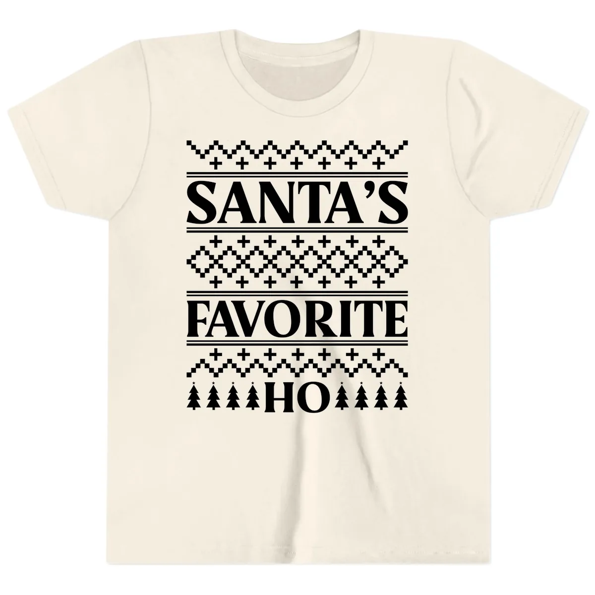 Santa's Favorite Ho Christmas Youth T-Shirt in Natural